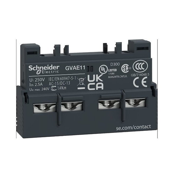 Schneider Electric Auxiliary Contact, 1NO/1NC, 2.5 A GVAE11