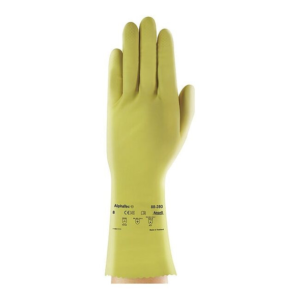 Chemical Resistant Gloves, Natural Rubber Latex, 12 in L, 17 mil, Beige, 9, 1 PR