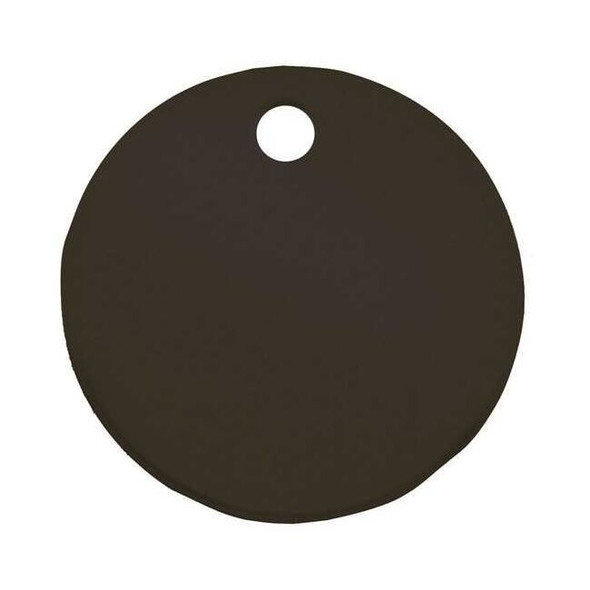 Blank Tag, Aluminum, 1 in H x 1 in W, 1 in Dia., Black, Round, 5 PK