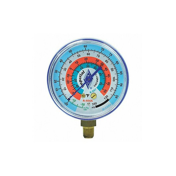 Imperial Gauge,2-1/2 In Dia,Low Side,Blue,350 psi 425-CB