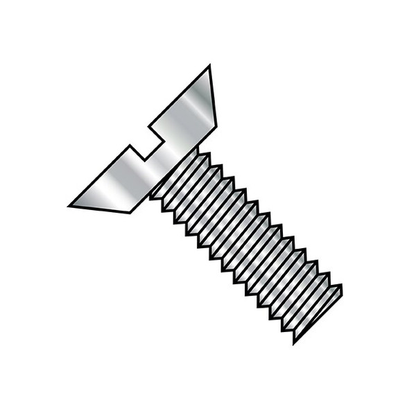 #0-80 x 3/32 in Slotted Flat Machine Screw, Plain Stainless Steel, 5000 PK