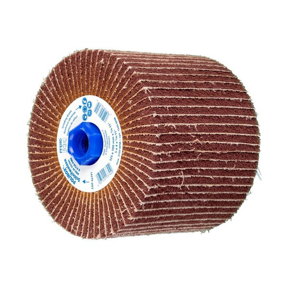 5" x 4" x 5/8-11 POLINOX Finishing Drum - Interleafed, PNZ Type -Fine (A 120)