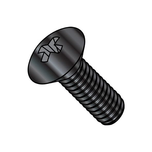 #10-32 x 1 in Phillips Oval Machine Screw, Black Oxide Steel, 5000 PK