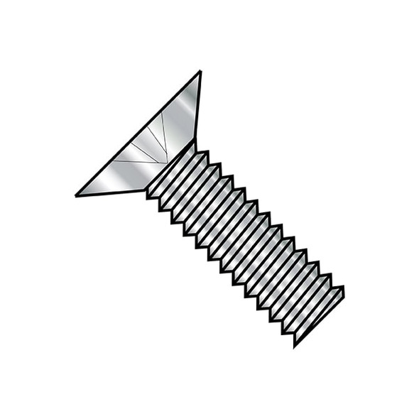 #10-24 x 1 in Phillips Flat Machine Screw, Plain Steel, 2000 PK
