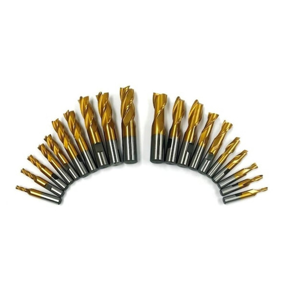 Hhip 20 Piece TiN Coated Single End Mill Set 8000-0020