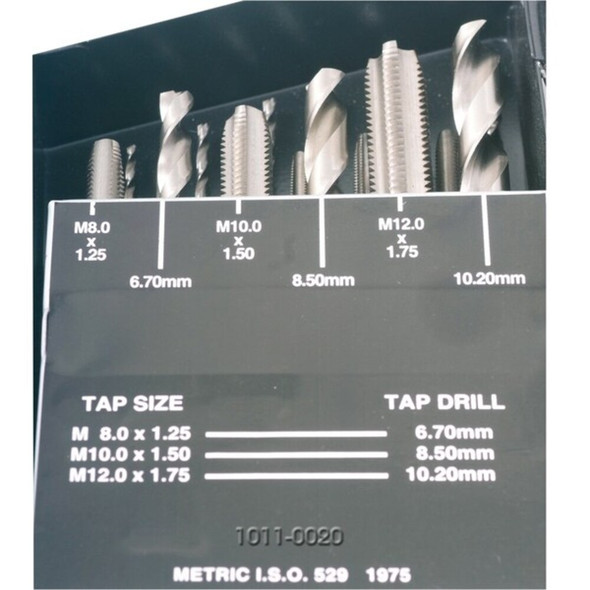 Hhip 18 Piece High Speed Steel M2.5-M12 Tap & Drill Combo Set 1011-0020