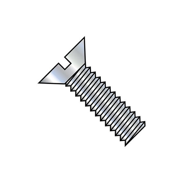 #8-32 x 7/16 in Slotted Flat Machine Screw, Zinc Plated Steel, 10000 PK