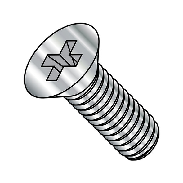 #8-32 x 2-1/2 in Phillips Flat Machine Screw, Plain Stainless Steel, 500 PK