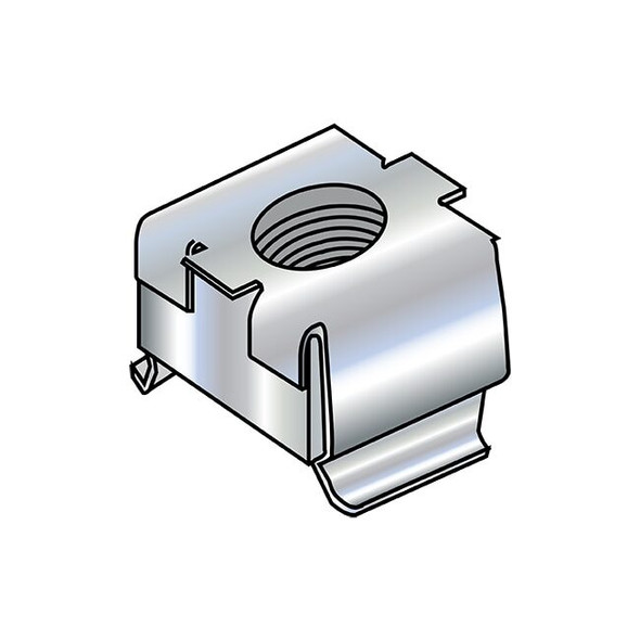 Cage Nut, 3/8"-16, Square Shape, Steel, Zinc Plated Finish, 1000 PK