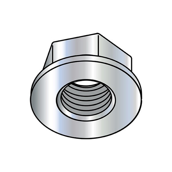 Flange Nut, 3/8"-24, Steel, Zinc Baked, 0.562 in Hex Wd, 0.23 in Hex Ht, 1000 PK