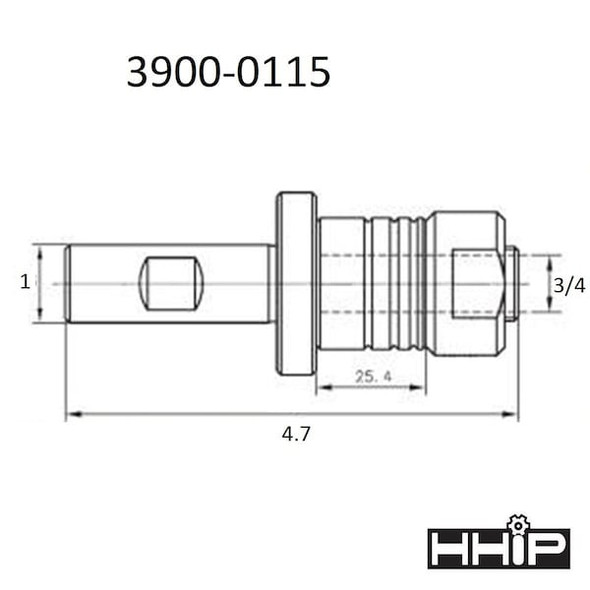 Hhip 3/4" Arbor X 1" Straight Shank Stub Mill Arbor 3900-0115