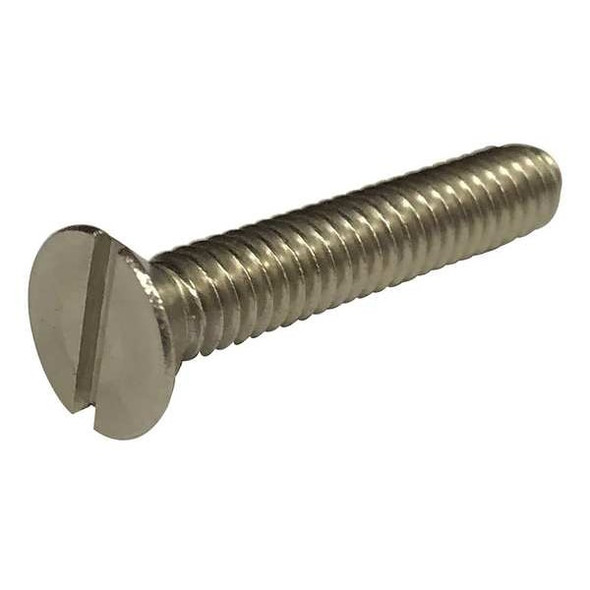 #10-32 x 3/4 in Slotted Flat Machine Screw, Plain Stainless Steel, 100 PK