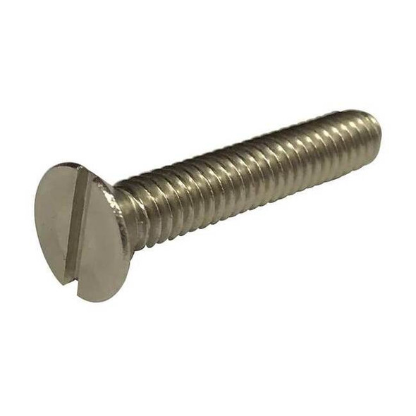 #10-32 x 3/4 in Slotted Flat Machine Screw, Plain Stainless Steel, 100 PK
