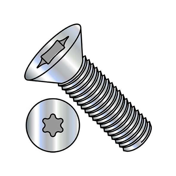 #8-32 x 3/8 in Torx Flat Machine Screw, Zinc Plated Steel, 10000 PK