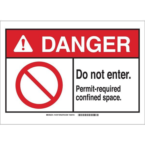 Brady Danger Sign, 3 1/2 in H x 5 in W, Polyester, Rectangle 143709