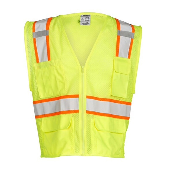 Kishigo All Mesh Contrast Vest,Class 2,Lime,3XL 1195-3XL Kishigo All Mesh Contrast Vest,Class 2,Lime,3XL 1195-3XL