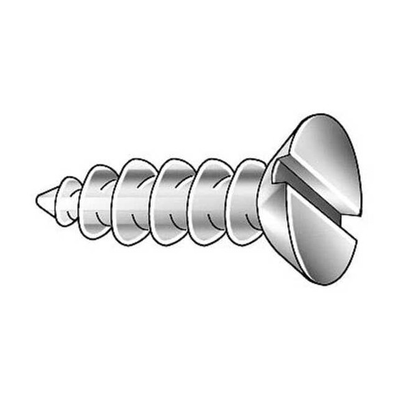 Wood Screw, #10, 1 in, Zinc Plated Steel Flat Head Slotted Drive, 100 PK