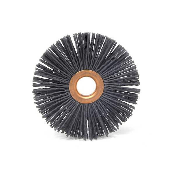 CY4120SCF Abrasive Nylon Copper Center Wheel, 4" Dia., 120SC, .625" Arbor Hole, 1.437" Trim