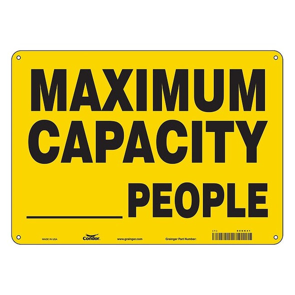 Maximum Capacity _ People, 14 in W x 10 in H, Plastic, 60GK41