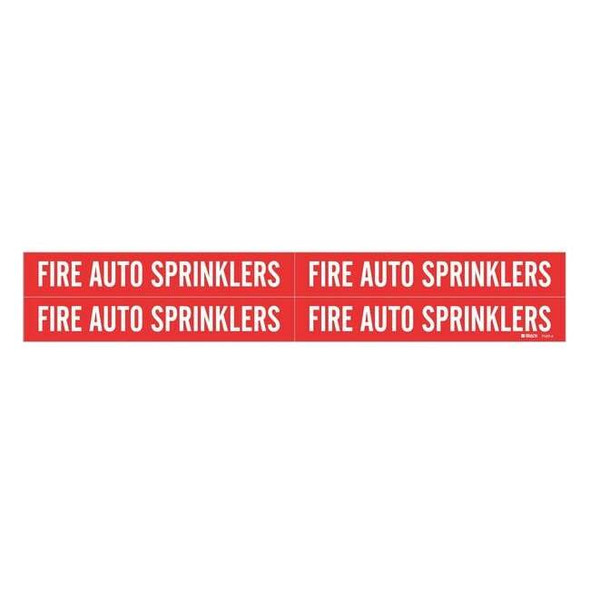 Brady Pipe Mrkr, Fire AutoSprinklers, 3/4to2-3/8 7107-4