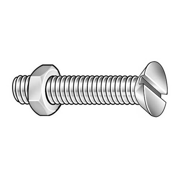 3/16"-24 x 1 in Slotted Flat Machine Screw, Zinc Plated Steel, 100 PK
