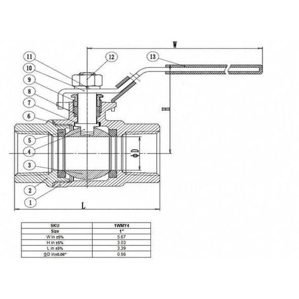 Manufacturer Varies 1" FNPT Stainless Steel Ball Valve Inline 06Q201N04010