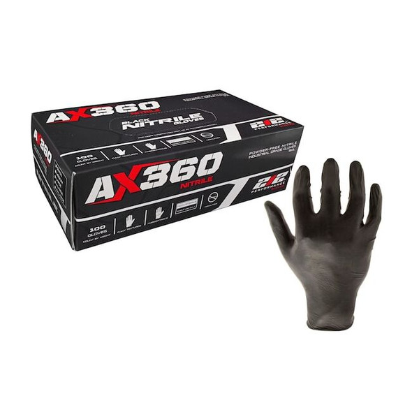NTG-05, Disposable Gloves, 5 mil Palm, Nitrile, Powder-Free, Xl, 100 PK, Black
