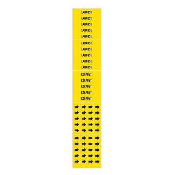 Brady Pipe Marker,Exhaust,Yel,3/4 In or Less, PK3 7098-3C