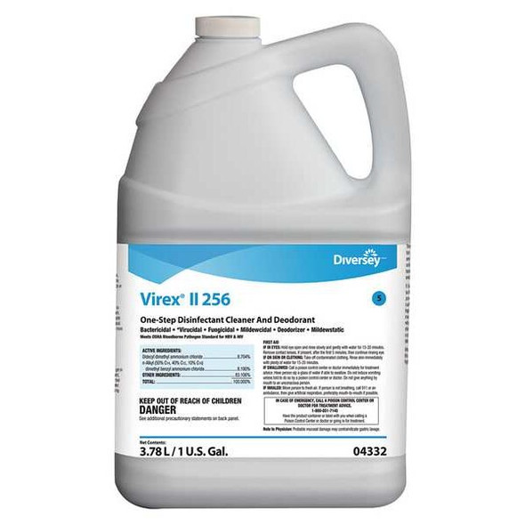 Cleaner and Disinfectant Concentrate, 1 gal. Jug, Unscented, Blue