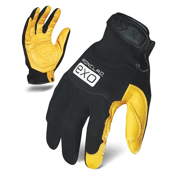 EXO Mechanics Gloves, Gold Goat Leather Palm, Polyester Back, XL, Black/Gold