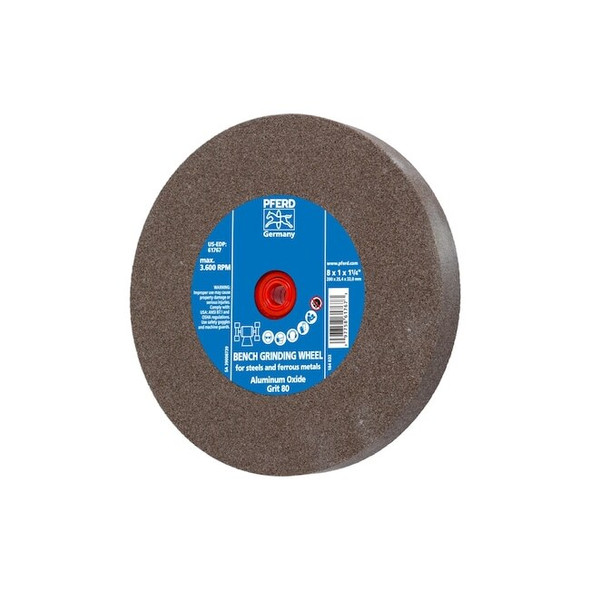 Vitrified Bench Wheel, UNIVERSAL, 8" x 1 x 2, 80 Grit, Aluminum Oxide