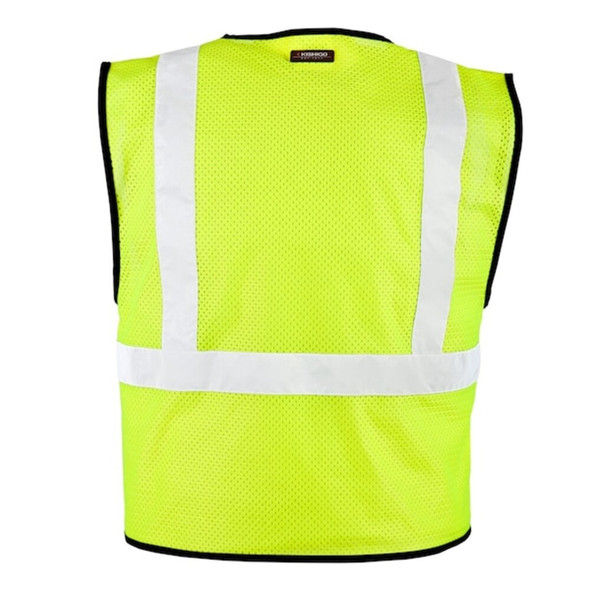 Kishigo Hi-Vis Vest,Hook-Loop,Class 2,Lime,2X-3X 1571-2X-3X