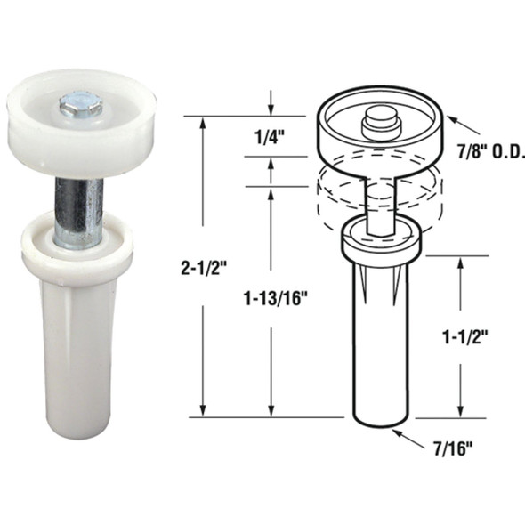 Prime-Line Nylon Base Bifold Door Top Roller Guide (2 Count) N 6582
