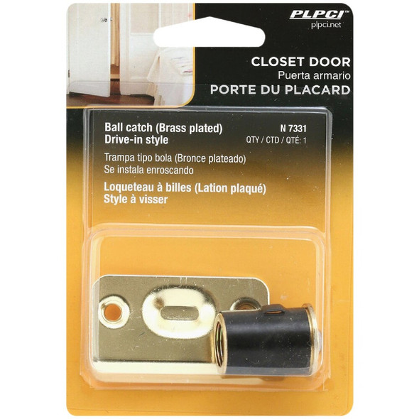 Prime-Line 3-4 In. x 1-3-16 In. Brass Drive-In Ball Bullet Catch & Strike N 7331 235616