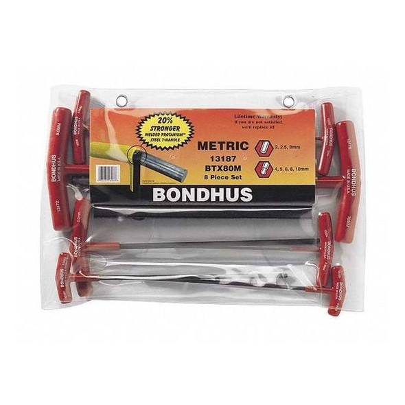 Bondhus 8 Piece Metric T-Shape Hex Key Set, 13187 13187