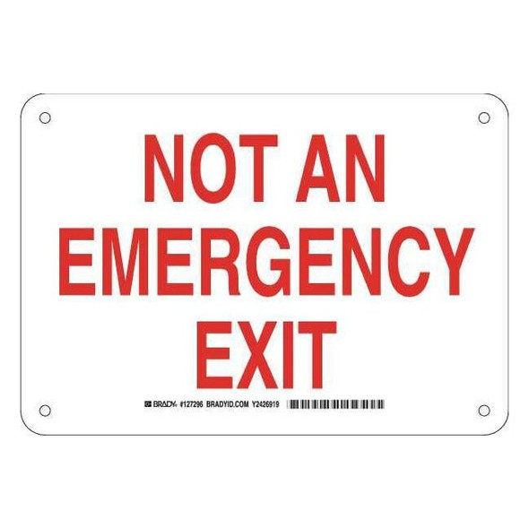 Brady Exit Sign, Aluminum, 10" W, 7" H, Not An Emergency Exit, White 127296