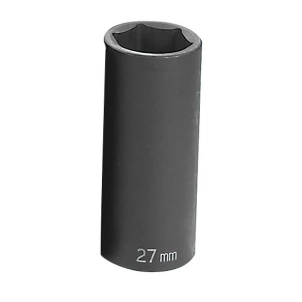 1/2" Drive, 27mm Size, Metric Socket, 6 Points, 27mm,1/2"D,Impact,6pt.,D