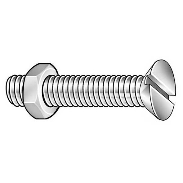 5/16"-18 x 2 in Slotted Flat Machine Screw, Zinc Plated Steel, 100 PK