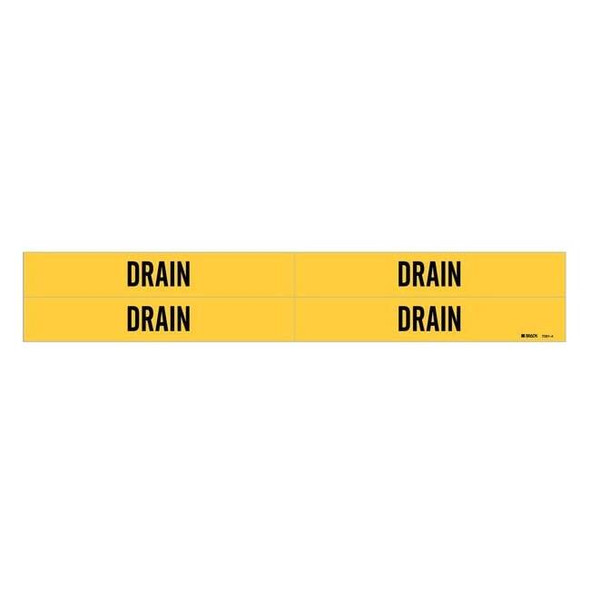 Brady Pipe Marker,Drain,Yellow,3/4 to 2-3/8 In 7091-4