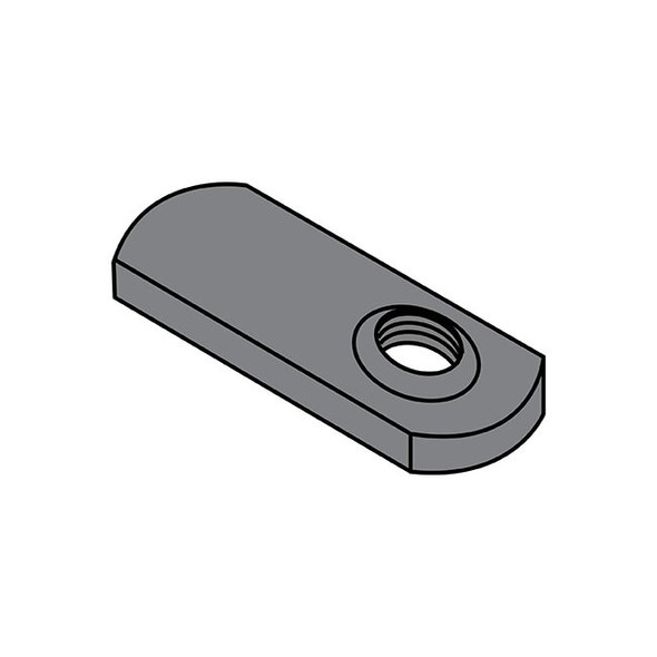 Tab Weld Nut, #10-32, Steel, 0.453 in Wd, 0.64 in Lg, 0.098 in Ht, 1000 PK