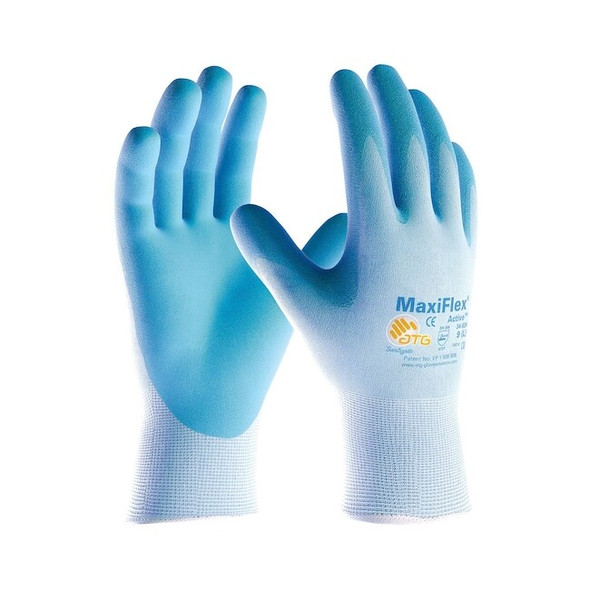 Coated Gloves, Foam Nitrile, Palm, Not Rated Abrasion Level, Blue, L 12 PK