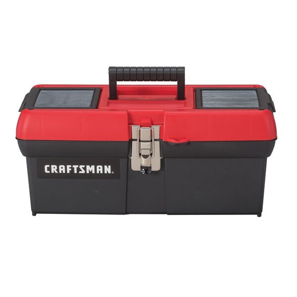 Craftsman Tool Box, Plastic, Black/Red, 16 in W x 8-1/4 in D x 7 in H CMST16901
