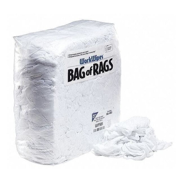 Pig T-shirt Rags 25 lb. Cotton, White WIP501