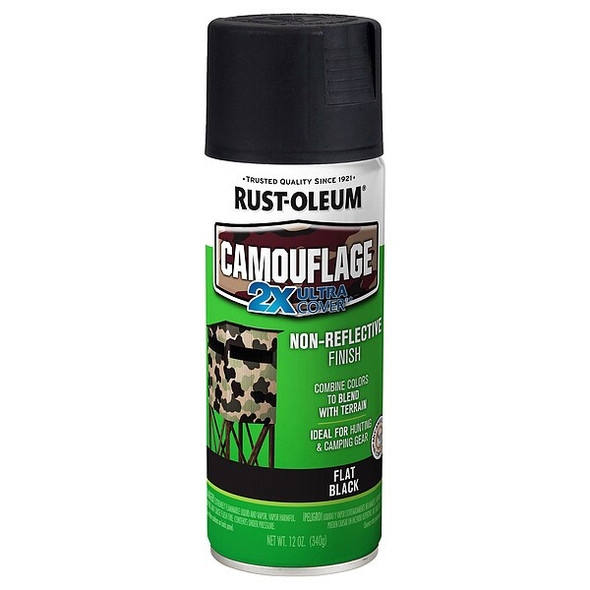 Rust-Oleum General Purpose Spray Paint, Black, Ultra-Flat, Solvent, 12 Oz 279179