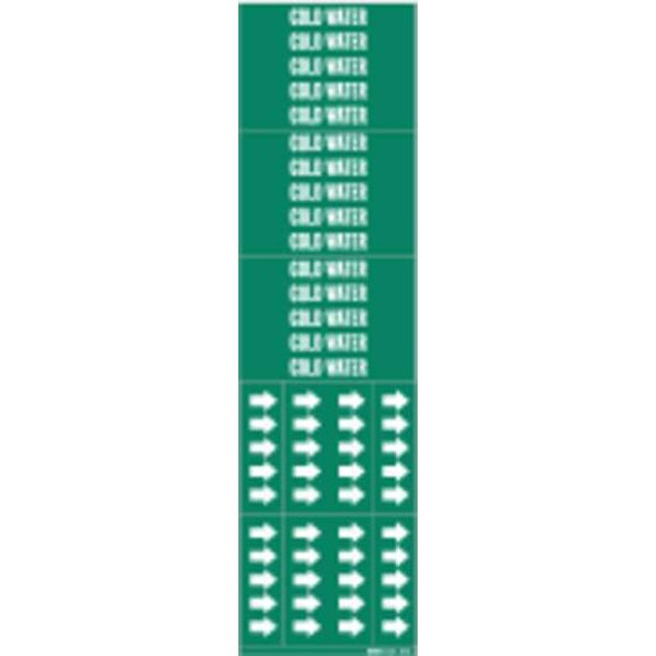 Brady Pipe Marker,Cold Water,2 1/4in H 7055-3C Brady Pipe Marker,Cold Water,2 1/4in H 7055-3C