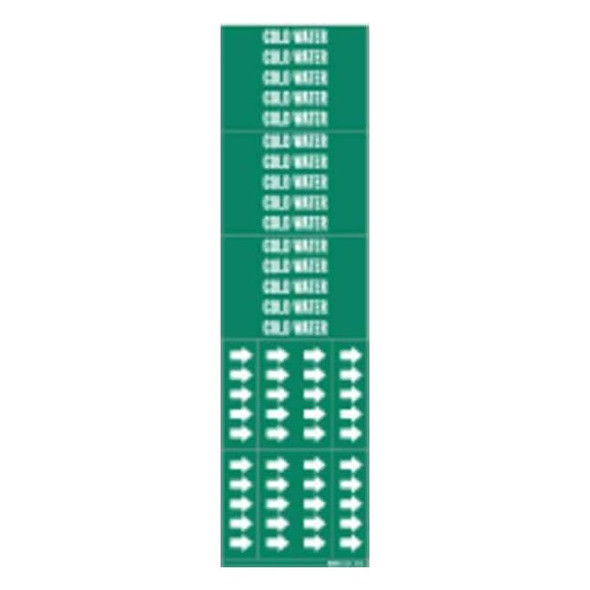 Brady Pipe Marker,Cold Water,Gn,3/4 In or Less 7055-3C