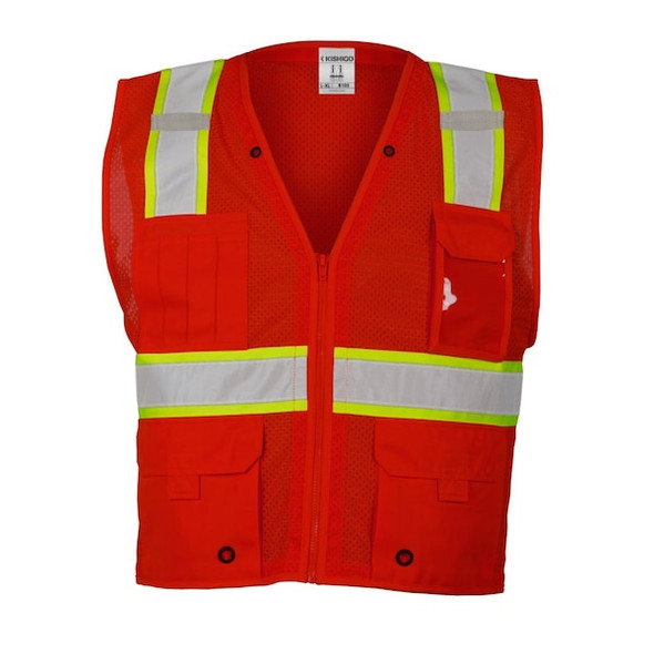 Kishigo High-Visibility Vest,Zipper,Red,L/XL B103-L-XL