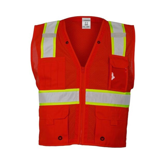 Kishigo High-Visibility Vest,Zipper,Red,L/XL B103-L-XL