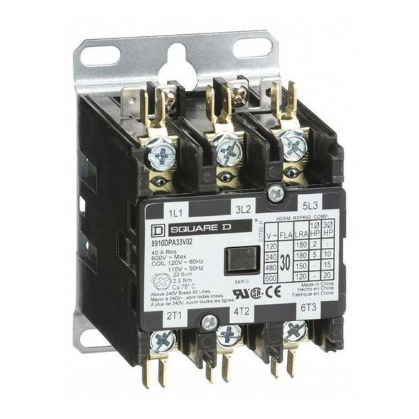 Definite Purpose Magnetic Contactor, 120V AC, 3 P, Non-Reversing, 3 Phase