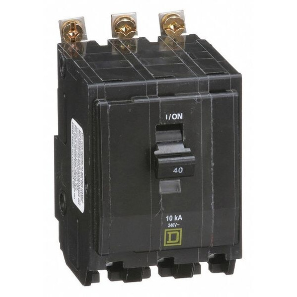 Square D Circuit Breaker,40A,Bolt On,120/240V,3P QOB340